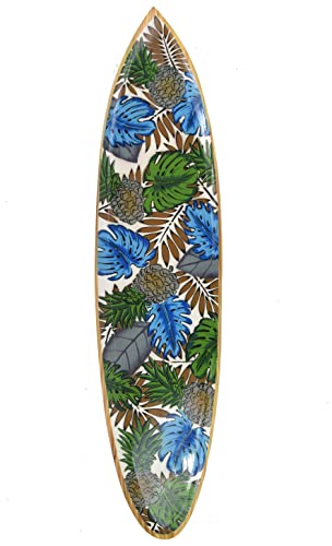 Interlifestyle Deko Surfboard 100cm mit Urwald Blätter Ananas Motiv Dekoration zum Aufhängen von Interlifestyle