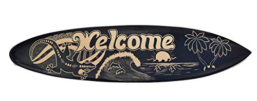 Interlifestyle Deko Surfboard aus Holz 100cm mit Welcome Motiv Deko Surfbrett von Interlifestyle