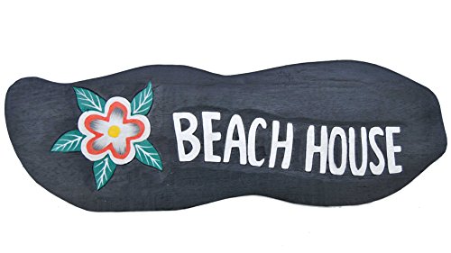 Interlifestyle Holzschild 50cm Beach House zum Aufhängen im Tiki Hawaii Style Schild von Interlifestyle