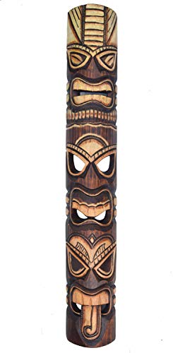 Interlifestyle Maske aus Holz im Tiki Hawaii Totem Look in 100cm Länge - mit Totem Motiv Wandmaske von Interlifestyle