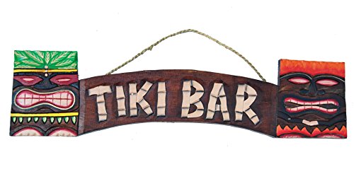 Interlifestyle Schild 60cm Tiki Bar Holzschild Wandmaske Dekoration Hobbyraum von Interlifestyle