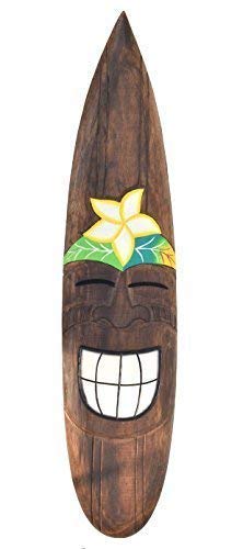 Interlifestyle Surfboard 100cm Dekoration Fiji Smile Surfbrett im Tiki Beach Style Hawaii von Interlifestyle