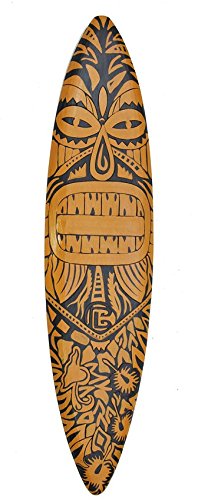 Interlifestyle Surfboard 100cm Dekoration Maori Moai Surbrett im Tiki Beach Style Hawaii von Interlifestyle