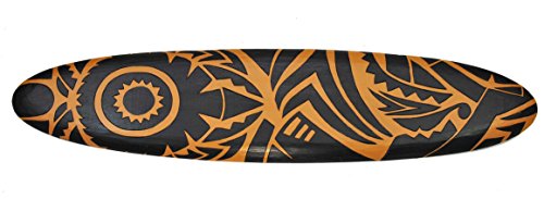 Interlifestyle Surfboard 100cm Dekoration Maori Moai Surbrett im Tiki Beach Style Hawaii von Interlifestyle