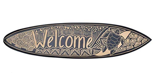 Interlifestyle Surfboard 100cm Welcome mit Schildkröte Motiv Dekoration zum Aufhängen Lounge Style Surfbrett von Interlifestyle