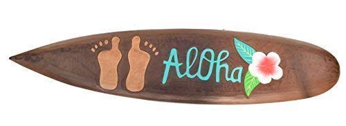 Interlifestyle Surfboard 100cm mit Aloha Feet Motiv Deko Hawaii Holzschild von Interlifestyle