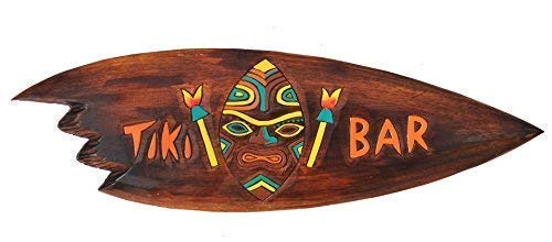 Interlifestyle Surfboard aus Holz 60cm im Tiki Bar Tribal Style Hawaii Maui Deko Surfbrett von Interlifestyle