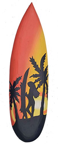 Interlifestyle Surfboard aus Holz zum Aufhängen mit Sunset Girl Motiv Deko Surfbrett von Interlifestyle