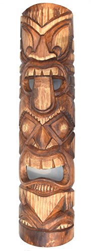 Interlifestyle breite Holzmaske 100cm Dekoration im Tiki Style Totem Look Maske Motivmaske Hawaii Maui Oahu Kaui von Interlifestyle