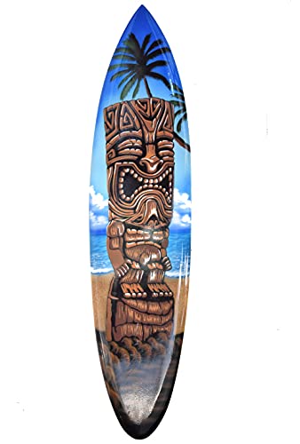 Surfboard 100cm mit Tiki Figur Motiv Dekoration zum Aufhängen Hawaii Lounge Style von Interlifestyle
