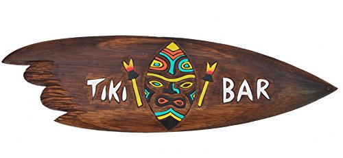 Tiki Bar Surfboard 60cm Deko für Ihren Lounge Bereich Surfbrett Tiki Südsee Holzschild von Interlifestyle