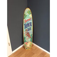 Tropical Bar Surfboard Aus Holz Zum Aufhängen 100cm Surfbrett Hawaii Dekoration Summer Time von InterlifestyleDesign
