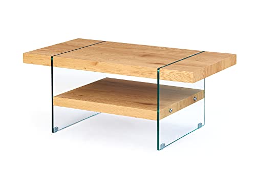 Inter Link - Couchtisch - - Wildeiche Nachbildung - Glas - Benina von Inter Link