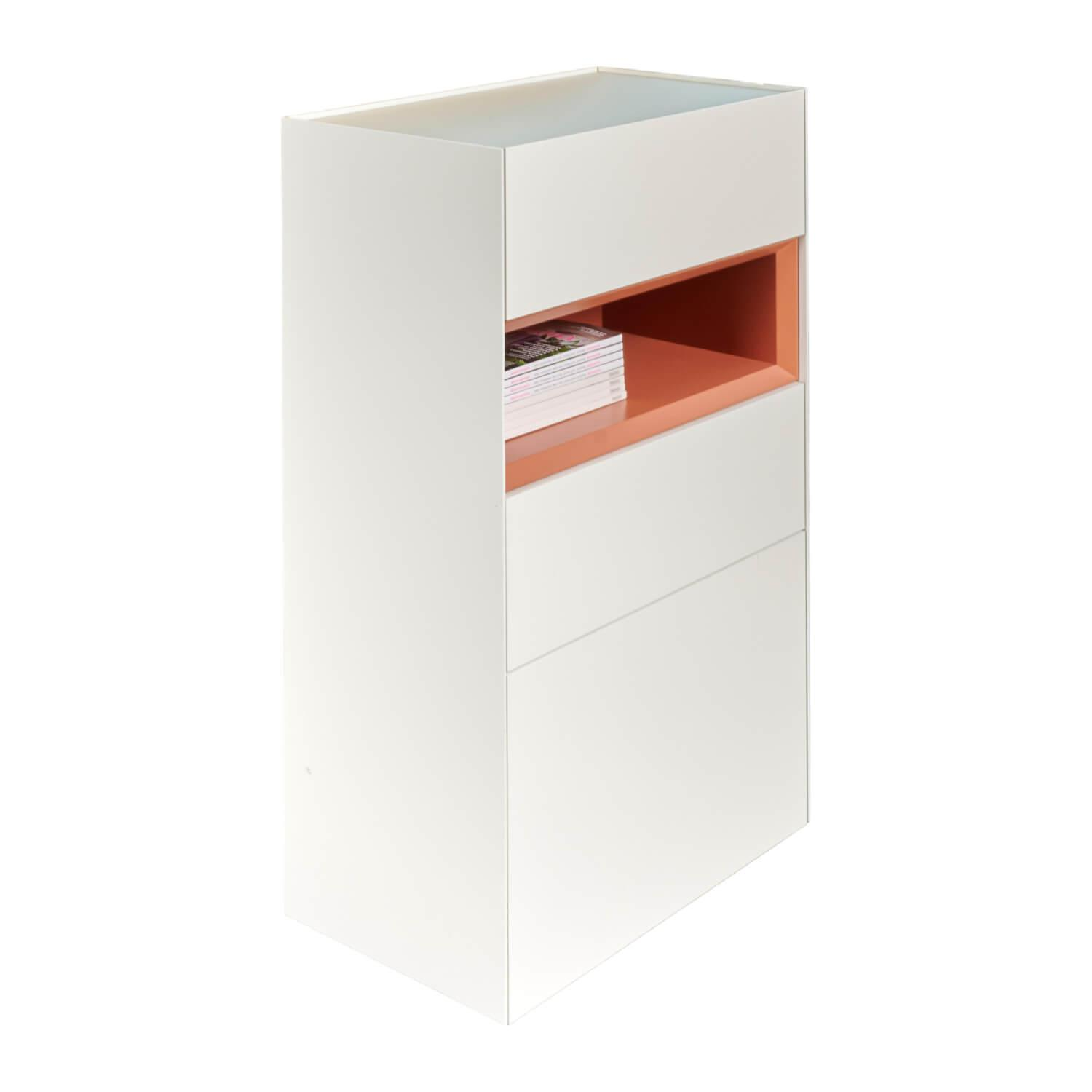Kommode Cube Light Spanplatte Mattlack Schneeweiß Guave Abdeckplatte Glas Kommode Cube Light Spanplatte Mattlack Schneeweiß Guave Abdeckplatte Glas von Interlübke