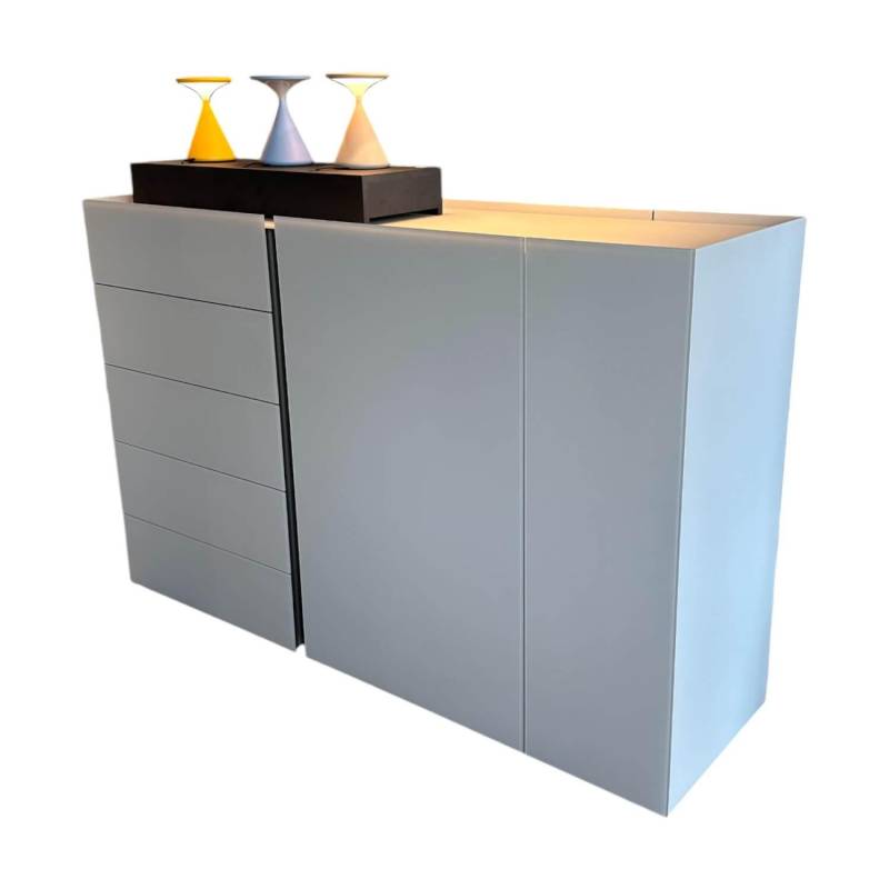 Raumteiler Sideboard Jorel Korpus Lack Greige Grau Beige Front Optiwhite Mattgla... von Interlübke