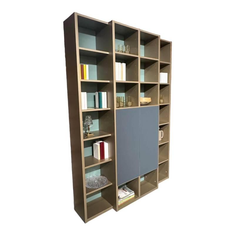 Regal Mit Bar Studimo Korpus Lack Gold Metallic M09 Front Mattglas Optiwhite Gra... von Interlübke