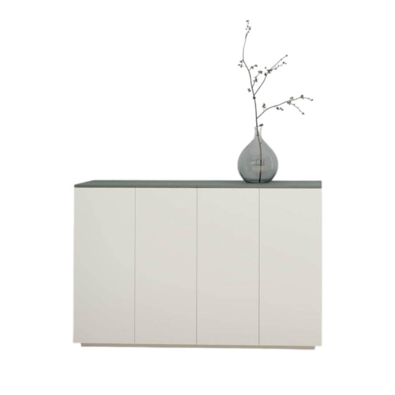 Sideboard Tavi Lack Schneeweiß M03 Abdeckplatte Lack Laguna M80 Grau von Interlübke
