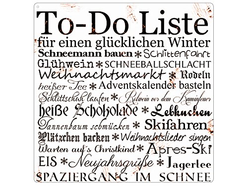 20x20 Shabby Vintage METALLSCHILD Blechschild Dekoschild TO-DO LISTE WINTER Weihnachten Advent Schnee von Interluxe
