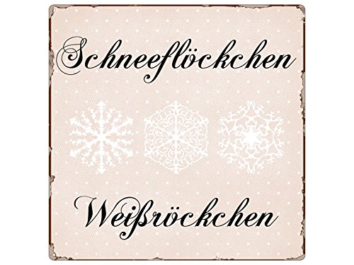 Interluxe 20x20cm METALLSCHILD Türschild SCHNEEFLÖCKCHEN, WEISSRÖCKCHEN Winter Weihnachten von Interluxe