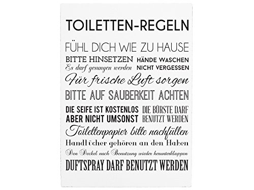 42x30cm Shabby Holzschild TOILETTEN REGELN Geschenk Badezimmer WC Lustig von Interluxe