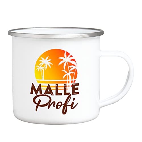 EMAILLE BECHER - Malle Profi - Lustiger Spruch Geschenk für Freunde Urlaub Ballermann Mallorca Bierkönig von Interluxe