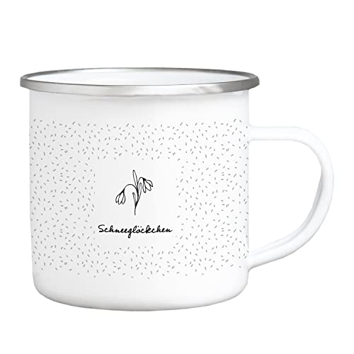 EMAILLE BECHER - Schneeglöckchen - Tasse Liebe Freundschaft Minimalism Happiness Glück Geschenkidee Scandi von Interluxe