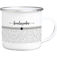 Emaille Becher - Freudenzauber Geschenkidee Motivation Spruch Tasse Freundin Lieblingsmensch Zufrieden Dankbar Interluxe Glücklich Sein von Interluxe
