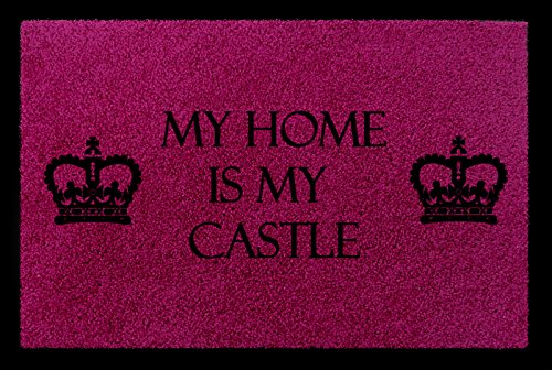 Interluxe FUSSMATTE Türmatte My Home is My Castle Geschenk Einzug Wohnung Haus 60x40 cm Fuchsia von Interluxe