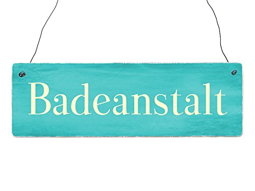 Interluxe Holzschild BADEANSTALT Badezimmer WC Baden Geschenk Schwimmbad von Interluxe