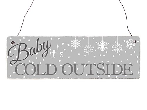 Interluxe Holzschild Dekoschild Baby IT´S Cold Outside Weihnachten Winter Geschenke Dekoration Schnee Shabby von Interluxe