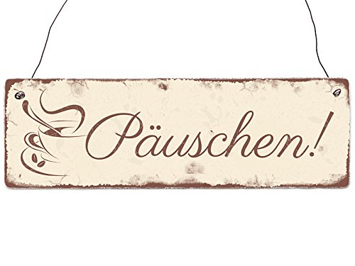 Interluxe Holzschild PÄUSCHEN Pause Geschenk Shabby Kaffee Vintage Türschild von Interluxe