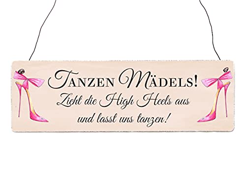 INTERLUXE Holzschild TANZEN MÄDELS! Schild mit Spruch für Wedding High Heels Spruch Frau Hochzeit Türschild INTERLUXE Holzschild TANZEN MÄDELS! Schild mit Spruch für Wedding High Heels Spruch Frau Hochzeit Türschild von Interluxe