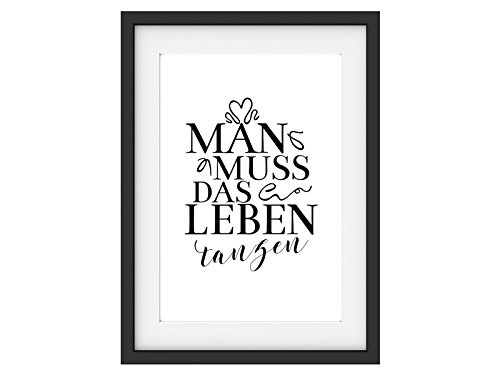 Interluxe Kunstdruck Man MUSS DAS Leben TANZEN Deko Shabby Handlettering DIN A4 von Interluxe