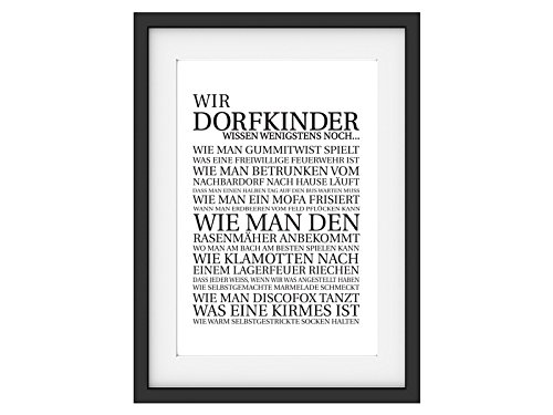 Interluxe Kunstdruck WIR DORFKINDER * NEUTRAL * Geburtstag Geschenk Spruch DIN A4 von Interluxe