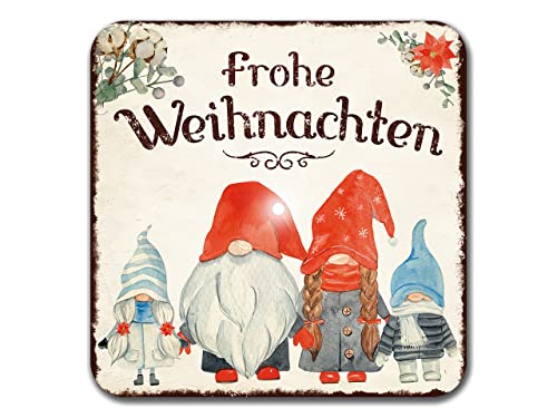 INTERLUXE LED leuchtender Untersetzer - Frohe Weihnachten - Bierdeckel mit Spruch Weihnachten Glühwein Schnee von Interluxe