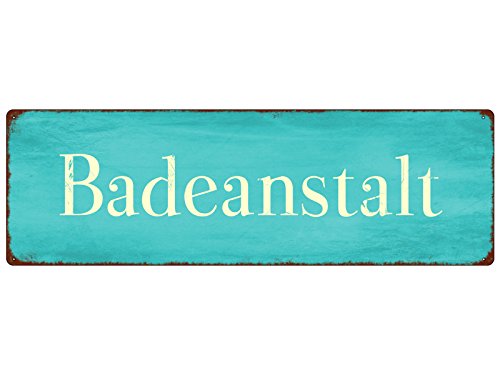INTERLUXE Metallschild Made in Germany Türschild BADEANSTALT Schwimmbad Pool Badezimmer Baden Deko von Interluxe
