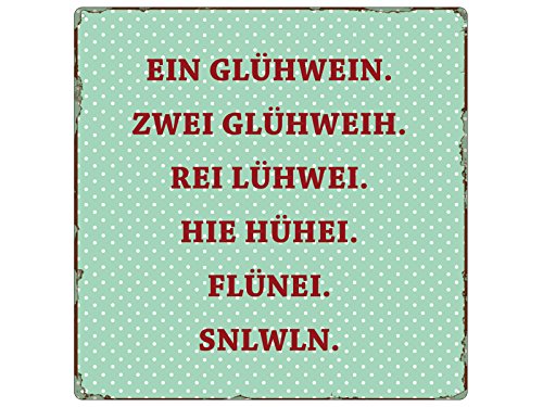 20x20cm METALLSCHILD Türschild EIN GLÜHWEIN Weihnachtsmarkt Geschenk Christmas Weihnachten Lustig Spruch von Interluxe