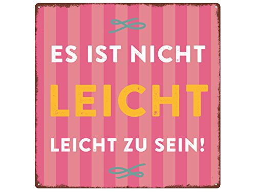 Interluxe 20x20cm METALLSCHILD Türschild ES IST Nicht LEICHT Geschenk Küche Frau Rosa von Interluxe