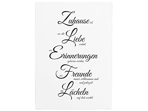 Interluxe 42x30cm Schild Holzschild ZUHAUSE IST *[WO DIE Liebe WOHNT]* Deko Spruch Geschenk von Interluxe