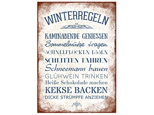 Interluxe 42x30cm Shabby Holzschild WINTERREGELN Shabby Weihnachten Geschenk Dekoration von Interluxe