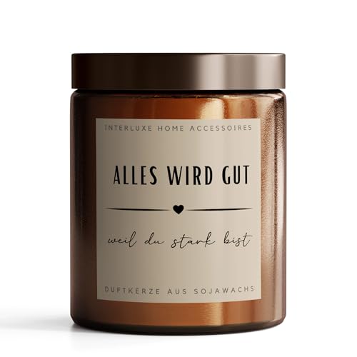 Interluxe Duftkerze im Apothekerglas - Alles wird gut - Handgegossen in Deutschland Kerze aus Sojawachs Kerzen mit Spruch als Geschenk mit hochwertigem Duft Interluxe Duftkerze im Apothekerglas - Alles wird gut - Handgegossen in Deutschland Kerze aus Sojawachs Kerzen mit Spruch als Geschenk mit hochwertigem Duft von Interluxe