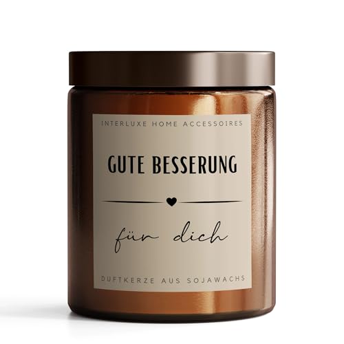 Interluxe Duftkerze im Apothekerglas - Gute Besserung - Kerze aus Sojawachs Kerze mit Spruch duftende Kerze im Glas Interluxe Duftkerze im Apothekerglas - Gute Besserung - Kerze aus Sojawachs Kerze mit Spruch duftende Kerze im Glas von Interluxe
