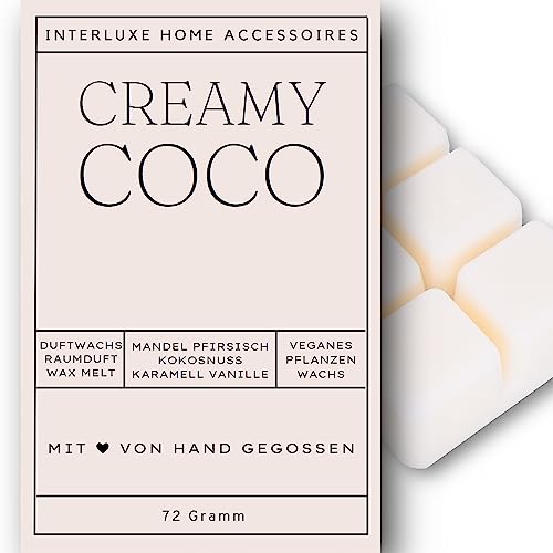 Interluxe Duftmelt Wachsmelt Creamy Coco Kokosnuss angenehm duftend Waxmelt 100% pflanzlich Duftwachswürfel Wachs mit Duftöl von Interluxe