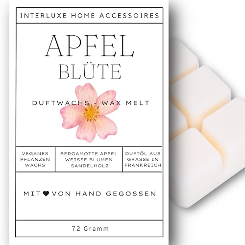 Interluxe Duftmelt Wachsmelt Duftwachs Apfelblüte angenehm duftend Waxmelt 100% pflanzlich Duftwachswürfel Wachs mit Duftöl Melts von Interluxe