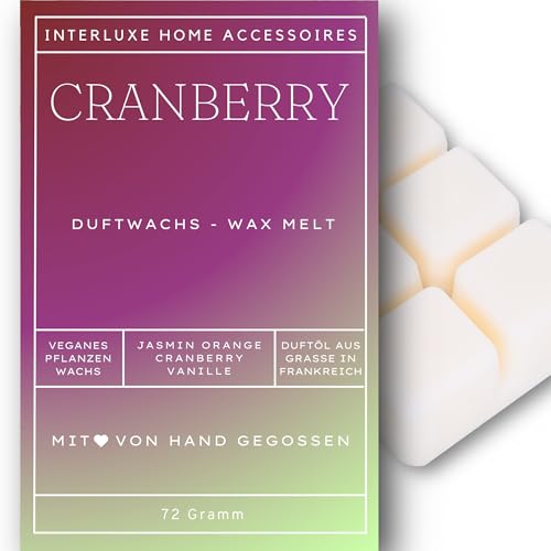 Interluxe Duftmelt Wachsmelt Duftwachs Cranberry duftendes Wachs fruchtiger Duft Melt duftend Waxmelt 100% pflanzlich Interluxe Duftmelt Wachsmelt Duftwachs Cranberry duftendes Wachs fruchtiger Duft Melt duftend Waxmelt 100% pflanzlich von Interluxe