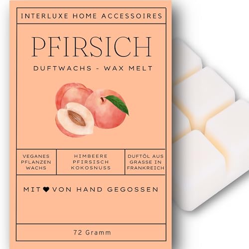 Interluxe Duftmelt Wachsmelt Duftwachs Pfrisich Peach duftendes Wachs Duft Melt duftend Waxmelt 100% pflanzlich Duftwachswürfel Wachs mit Duftöl Melts von Interluxe