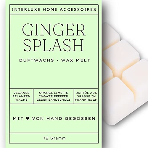 Interluxe Duftmelt Wachsmelt Ginger Splash angenehm duftend Waxmelt 100% pflanzlich Duftwachswürfel für Duftlampe Wachs mit Duftöl Indoor Melts Duftwachs für Aromalampe von Interluxe