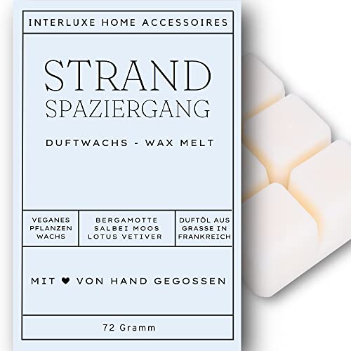 Interluxe Duftmelt Wachsmelt Strandspaziergang angenehm duftend Waxmelt 100% pflanzlich Duftwachswürfel für Duftlampe Wachs mit Duftöl Indoor Melts Duftwachs für Aromalampe von Interluxe