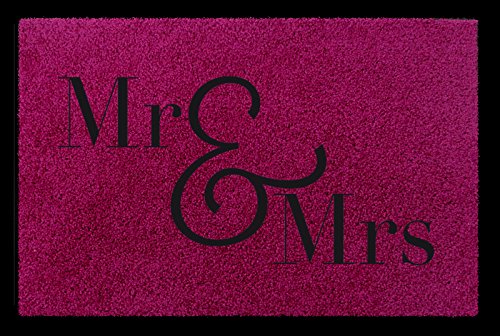 Interluxe FUSSMATTE Eingang MR & MRS Geschenk Hochzeit Liebe Türmatte Mann Frau Fuchsia von Interluxe