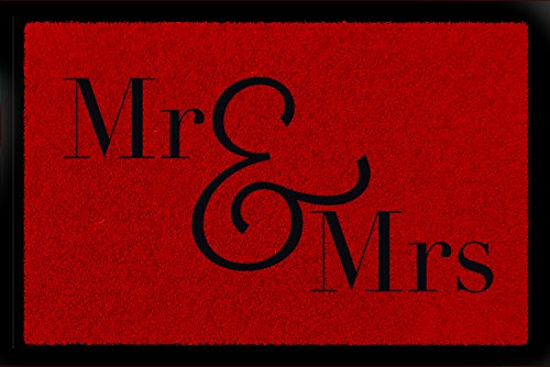 Interluxe FUSSMATTE Eingang MR & MRS Geschenk Hochzeit Liebe Türmatte Mann Frau Rot von Interluxe